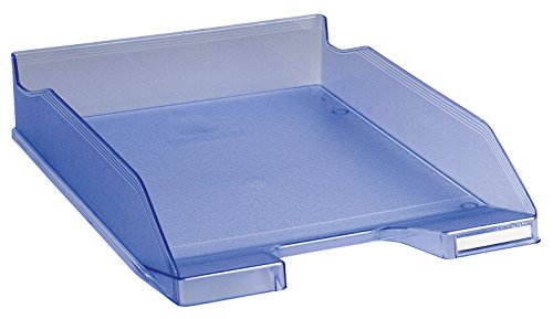 Exacompta 11310D Combo Midi Briefkorbablage (geeignet für Dokumenten in Format DIN A4, 21 x 29,7 cm, stabil und belastbar) 1 Stück, eisblau transparent von Exacompta