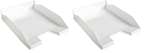 Exacompta 113213D Premium Briefablage Combo Midi DIN A4. Idealer Briefkorb für Ihre Organisation. Robuster und stapelbarer Ablagekorb Weiß Glossy (Packung mit 2) von Exacompta
