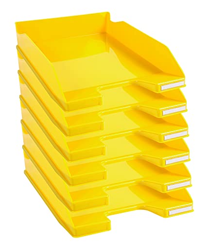 Exacompta 113289D 6er Pack Premium Briefablage Combo Midi DIN A4. Ideale Briefkörbe für Ihre Organisation. Robuste und stapelbare Ablagekörbe gelb glossy von Exacompta