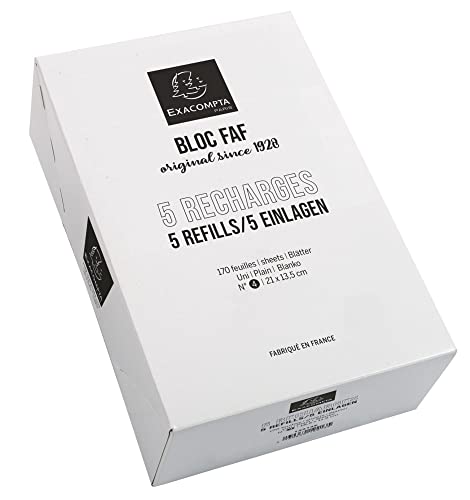 Exacompta 12214E Nachfülleinlagen für Schreibblock FAF blanko 1 x 170 Blatt , 21 x 13,5 cm, mikroperforiert, ideal für Ihre Notizen, Retro-Design mit zeitloser Eleganz Exacompta 12214E Nachfülleinlagen für Schreibblock FAF blanko 1 x 170 Blatt , 21 x 13,5 cm, mikroperforiert, ideal für Ihre Notizen, Retro-Design mit zeitloser Eleganz von Exacompta