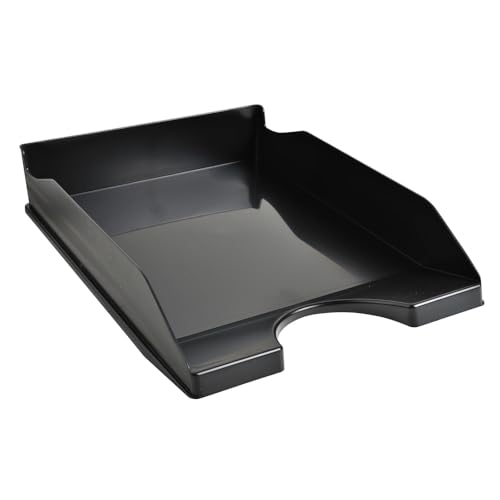 Exacompta 123014D 10er Pack Premium Briefablage Ecotray aus recyceltem Kunststoff DIN A4. Ideale Briefkörbe für Ihre Organisation. Robuste und stapelbare Ablagekörbe Blauer Engel schwarz von Exacompta