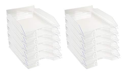 Exacompta 12323D 10er Pack Premium Briefablage Ecotray DIN A4. Ideale Briefkörbe für Ihre Organisation. Robuste und stapelbare Ablagekörbe glasklar von Exacompta