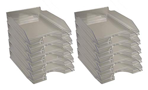 Exacompta 12327D 10er Pack Premium Briefablage Ecotray DIN A4. Ideale Briefkörbe für Ihre Organisation. Robuste und stapelbare Ablagekörbe grau transluzent von Exacompta