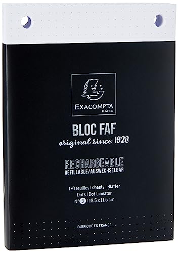 Exacompta 12523E Nachfülleinlagen für Schreibblock FAF gepunktet 170 Blatt , 18,5 x 11,5 cm, mikroperforiert, ideal für Ihre Notizen, Retro-Design mit zeitloser Eleganz von Exacompta