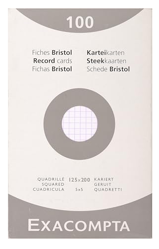 Exacompta 13203E Karteikarten, kariert, 5x5, ungelocht, 125 x 200 mm, für Tintenstrahldrucker, Laserdrucker und Kopierer, Weiß, 12 Packungen à 100 Stück Exacompta 13203E Karteikarten, kariert, 5x5, ungelocht, 125 x 200 mm, für Tintenstrahldrucker, Laserdrucker und Kopierer, Weiß, 12 Packungen à 100 Stück von Exacompta