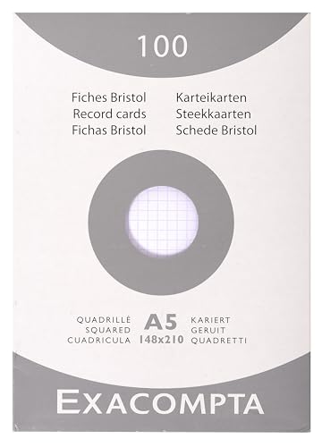 Exacompta 13208E 100er Pack Karteikarten kariert DIN A5 in Folie eingeschweißt 14,8 x 21 cm ideal für die Schule und Universität zum Lernen weiß, 205 g Exacompta 13208E 100er Pack Karteikarten kariert DIN A5 in Folie eingeschweißt 14,8 x 21 cm ideal für die Schule und Universität zum Lernen weiß, 205 g von Exacompta
