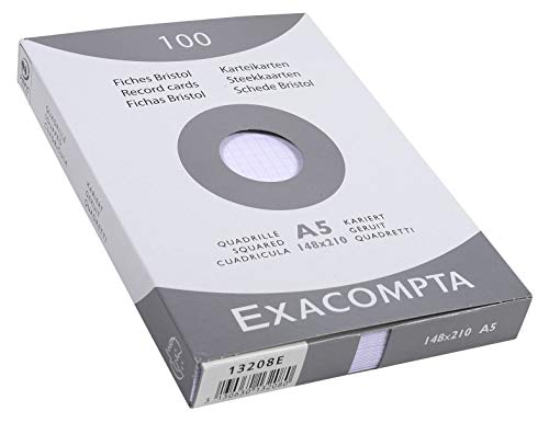 Exacompta 13208E Packung mit 100 Karteikarten, DIN A5, kariert, ideal für Notizen, Weiß, 1 Pack Exacompta 13208E Packung mit 100 Karteikarten, DIN A5, kariert, ideal für Notizen, Weiß, 1 Pack von Exacompta
