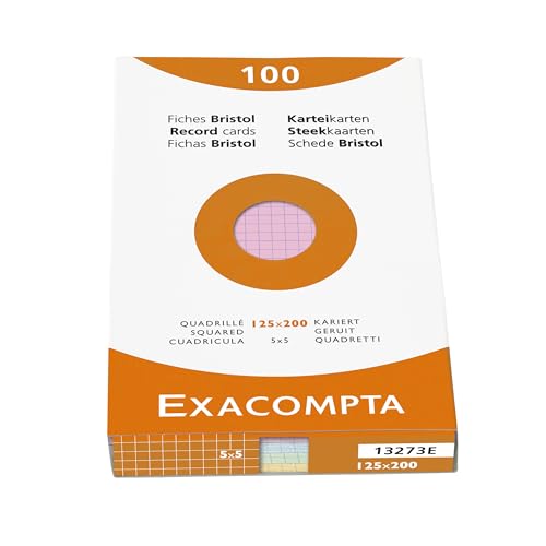 Exacompta 13273E Karteikarten, kariert, 5x5, ungelocht, 125 x 200 mm, für Tintenstrahldrucker, Laserdrucker und Kopierer, 12 Packungen à 100 Stück Exacompta 13273E Karteikarten, kariert, 5x5, ungelocht, 125 x 200 mm, für Tintenstrahldrucker, Laserdrucker und Kopierer, 12 Packungen à 100 Stück von Exacompta