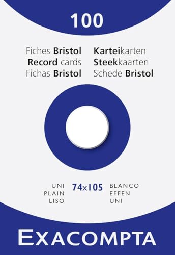 Exacompta 13300B Karteikarten, ungelocht, ungelocht, Format 74 x 105 mm, Weiß, 10 Packungen à 100 Stück Exacompta 13300B Karteikarten, ungelocht, ungelocht, Format 74 x 105 mm, Weiß, 10 Packungen à 100 Stück von Exacompta