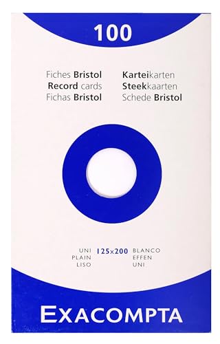 Exacompta 13303E Karteikarten, ungelocht, ungelocht, 125 x 200 mm, Weiß, 12 Packungen à 100 Stück Exacompta 13303E Karteikarten, ungelocht, ungelocht, 125 x 200 mm, Weiß, 12 Packungen à 100 Stück von Exacompta