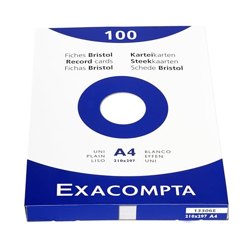 Exacompta 13306SE Karteikarten, ungelocht, ungelocht, 210 x 297 mm, für Tintenstrahldrucker, Laser- und Kopierer, Weiß, 2 Packungen à 100 Stück Exacompta 13306SE Karteikarten, ungelocht, ungelocht, 210 x 297 mm, für Tintenstrahldrucker, Laser- und Kopierer, Weiß, 2 Packungen à 100 Stück von Exacompta