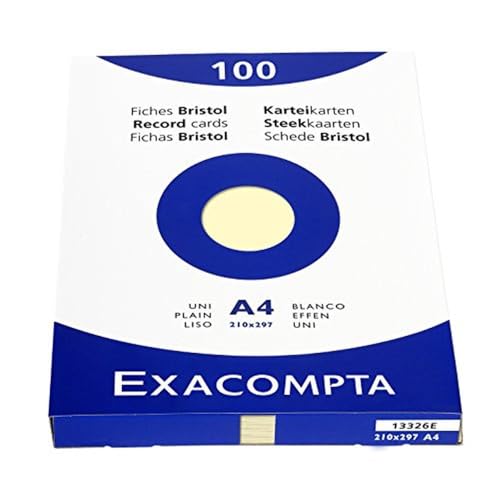 Exacompta 13326E Packung mit 100 Karteikarten, DIN A4, blanco, ideal für Notizen, Gelb, 1 Pack Exacompta 13326E Packung mit 100 Karteikarten, DIN A4, blanco, ideal für Notizen, Gelb, 1 Pack von Exacompta