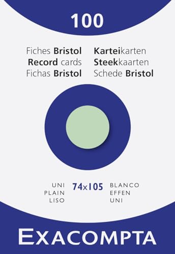 Exacompta 13340B Packung (mit 100 Karteikarten, DIN A7, 74x105 mm, blanko, ideal für die Schule) 1er Pack grün von Exacompta