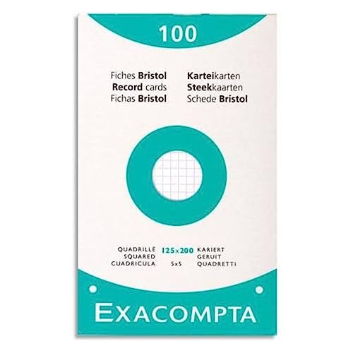 Exacompta 13603E Karteikarten, 125 x 200 mm, 5 x 5 mm kariert, gelocht, Weiß, 100 Stück Exacompta 13603E Karteikarten, 125 x 200 mm, 5 x 5 mm kariert, gelocht, Weiß, 100 Stück von Exacompta