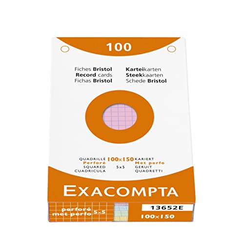 Exacompta 13652SE Karteikarten, kariert, 5x5, gelocht, 100 x 150 mm, für Tintenstrahldrucker, Laserdrucker und Kopierer, verschiedene Farben, 2 Stück Exacompta 13652SE Karteikarten, kariert, 5x5, gelocht, 100 x 150 mm, für Tintenstrahldrucker, Laserdrucker und Kopierer, verschiedene Farben, 2 Stück von Exacompta