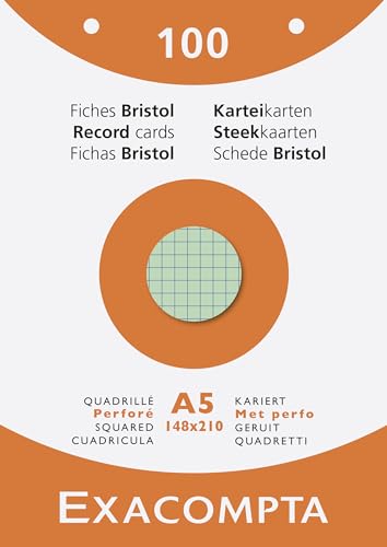 Exacompta 13658E Karteikarten, kariert, 5 x 5, gelocht, 148 x 210 mm, für Tintenstrahldrucker, Laser- und Kopierer, verschiedene Farben, 10 Packungen à 100 Stück Exacompta 13658E Karteikarten, kariert, 5 x 5, gelocht, 148 x 210 mm, für Tintenstrahldrucker, Laser- und Kopierer, verschiedene Farben, 10 Packungen à 100 Stück von Exacompta