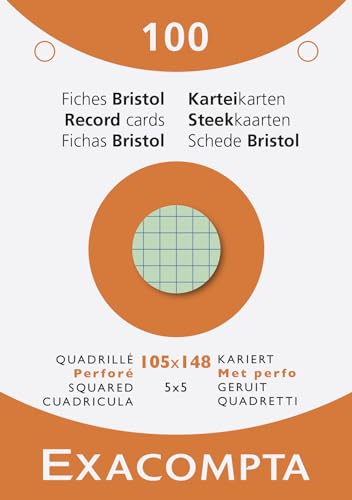 Exacompta 13659E Karteikarten, kariert, 5 x 5, gelocht, 105 x 148 mm, für Tintenstrahldrucker, Laser- und Kopierer, verschiedene Farben, 10 Packungen à 100 Stück Exacompta 13659E Karteikarten, kariert, 5 x 5, gelocht, 105 x 148 mm, für Tintenstrahldrucker, Laser- und Kopierer, verschiedene Farben, 10 Packungen à 100 Stück von Exacompta