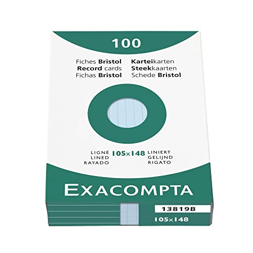 Exacompta 13819B 100er Pack Karteikarten liniert DIN A6 in Kartonschachtel 10,5 x 14,8cm ideal für die Schule und Universität zum Lernen blau Exacompta 13819B 100er Pack Karteikarten liniert DIN A6 in Kartonschachtel 10,5 x 14,8cm ideal für die Schule und Universität zum Lernen blau von Exacompta