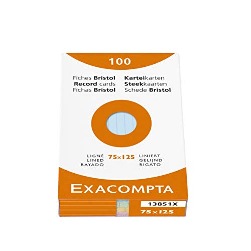 Exacompta 13851X Karteikarten, liniert, ungelocht, Format 75 x 125 mm, 10 Packungen à 100 Stück, sortiert Exacompta 13851X Karteikarten, liniert, ungelocht, Format 75 x 125 mm, 10 Packungen à 100 Stück, sortiert von Exacompta