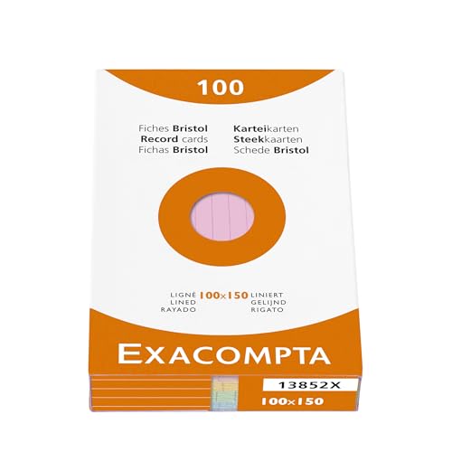 Exacompta 13852X Karteikarten, liniert, ungelocht, 100 x 150 mm, für Tintenstrahldrucker, Laser- und Kopierer, sortiert von Exacompta