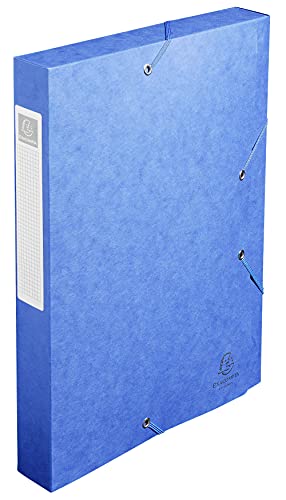 Exacompta 14005H 10er Pack Premium Sammelboxen mit Gummizug 40 mm breit aus extra starkem Colorspan-Karton mit Rückenschild für DIN A4 Archivbox Heftbox Dokumentenbox Zeichenbox Sammelmappe blau von Exacompta