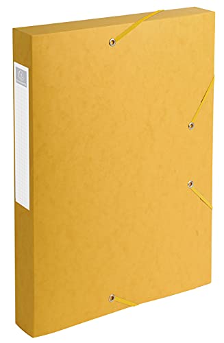Exacompta 14006H 10er Pack Premium Sammelboxen mit Gummizug 40 mm breit aus extra starkem Colorspan-Karton mit Rückenschild für DIN A4 Archivbox Heftbox Dokumentenbox Zeichenbox Sammelmappe gelb von Exacompta