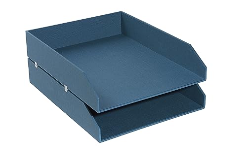 Exacompta 14603E 2er Pack Briefablagen Office By Me aus Recycling-Karton DIN A4+ Dokumente. Ideale Briefkörbe für Ihre Organisation. Robuste und stapelbare Ablagekörbe mit Textileffekt Entenblau von Exacompta