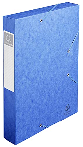 Exacompta 16005H Premium Sammelbox mit Gummizug 60 mm aus extra starkem Colorspan-Karton mit Rückenschild für DIN A4 Archivbox Heftbox Dokumentenbox Zeichenbox Sammelmappe blau von Exacompta