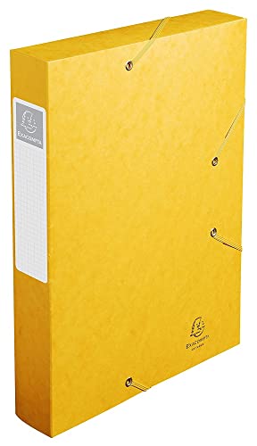 Exacompta 16006H Premium Sammelbox mit Gummizug 60 mm breit aus extra starkem Colorspan-Karton mit Rückenschild für DIN A4 Archivbox Heftbox Dokumentenbox Zeichenbox Sammelmappe gelb von Exacompta