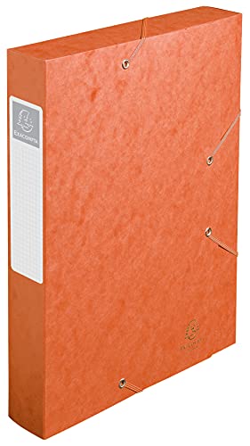 Exacompta 16017H Premium Sammelbox mit Gummizug 60 mm aus extra starkem Colorspan-Karton mit Rückenschild für DIN A4 Archivbox Heftbox Dokumentenbox Zeichenbox Sammelmappe orange von Exacompta