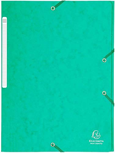 Exacompta 17103H 1 Mappe mit Gummizug Maxi capacity 3 Klappen aus Glanzkarton Maße 24 x 32 cm für Dokumente im Format A4 Farbe Grün von Exacompta