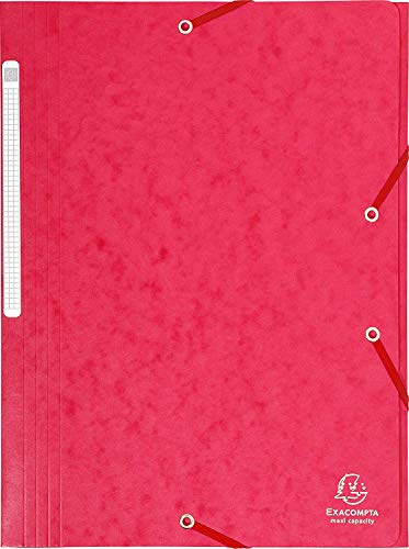Exacompta 17109H 1 Mappe mit Gummizug Maxi capacity 3 Klappen aus Glanzkarton Maße 24 x 32 cm für Dokumente im Format A4 Farbe Rot von Exacompta