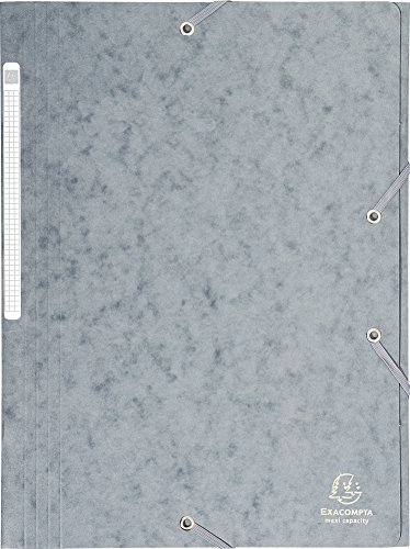 Exacompta 17110H 1 Mappe mit Gummizug Maxi capacity 3 Klappen aus Glanzkarton Maße 24 x 32 cm für Dokumente im Format A4 Farbe grau von Exacompta