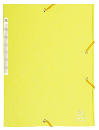 Exacompta 17113H 1 Mappe mit Gummizug Maxi capacity 3 Klappen aus Glanzkarton Maße 24 x 32 cm für Dokumente im Format A4 Farbe Zitronengelb von Exacompta
