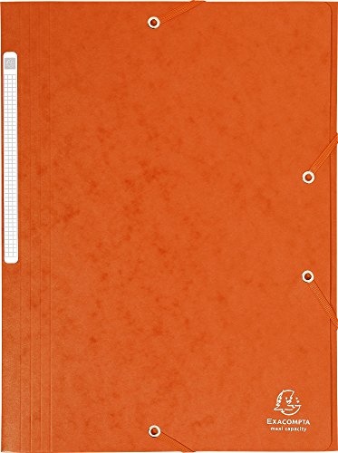Exacompta 17117H 1 Mappe mit Gummizug Maxi capacity 3 Klappen aus Glanzkarton Maße 24 x 32 cm für Dokumente im Format A4 Farbe Orange von Exacompta