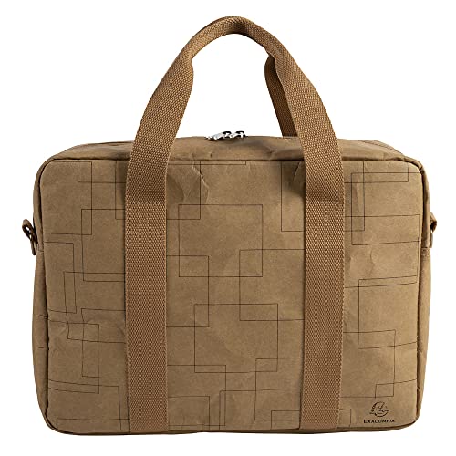 Exacompta 17660E Premium Tasche Eterneco mit 15" Laptopfach und Tragegriffen und Gurt wasserabweisend aus pflanzlichen und veganen Materialien Umhängetasche für Schule und Uni Kunstlederoptik braun von Exacompta