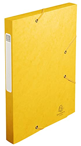 Exacompta 18506H Premium Sammelbox mit Gummizug 25 mm breit aus extra starkem Colorspan-Karton mit Rückenschild für DIN A4 Archivbox Heftbox Dokumentenbox Zeichenbox Sammelmappe gelb von Exacompta