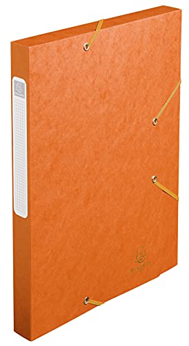 Exacompta 18517H Premium Sammelbox mit Gummizug 25 mm breit aus extra starkem Colorspan-Karton mit Rückenschild für DIN A4 Archivbox Heftbox Dokumentenbox Zeichenbox Sammelmappe orange von Exacompta