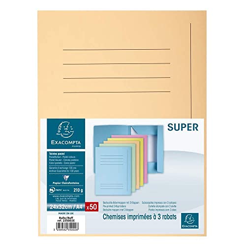 Exacompta 235002E 50er Pack Einschlagmappen SUPER. Aus Manila-Karton mit 3 Innenklappen für DIN A4 Pastellfarbe sand Juris-Mappe Sammelmappe Dokumentenmappe Aufbewahrungsmappe Exacompta 235002E 50er Pack Einschlagmappen SUPER. Aus Manila-Karton mit 3 Innenklappen für DIN A4 Pastellfarbe sand Juris-Mappe Sammelmappe Dokumentenmappe Aufbewahrungsmappe von Exacompta