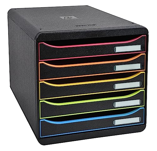 Exacompta 309914D Premium Ablagebox mit 5 Schubladen für DIN A4+ Dokumente. Stapelbare Schubladenbox mit hoher Kapazität für mehr Platz auf dem Schreibtisch Big Box Plus Black Office Schwarz-Bunt Exacompta 309914D Premium Ablagebox mit 5 Schubladen für DIN A4+ Dokumente. Stapelbare Schubladenbox mit hoher Kapazität für mehr Platz auf dem Schreibtisch Big Box Plus Black Office Schwarz-Bunt von Exacompta