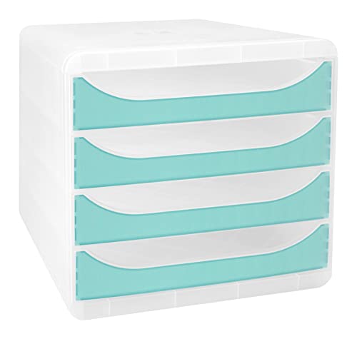 Exacompta 310336D Premium Ablagebox Chromaline mit 4 Schubladen für DIN A4+ Dokumente. Belastbare Schubladenbox mit hoher Kapazität für mehr Platz auf dem Schreibtisch Big Box Kristall|Türkis Exacompta 310336D Premium Ablagebox Chromaline mit 4 Schubladen für DIN A4+ Dokumente. Belastbare Schubladenbox mit hoher Kapazität für mehr Platz auf dem Schreibtisch Big Box Kristall|Türkis von Exacompta