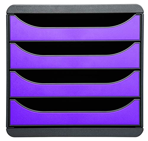 Exacompta 310720D Premium Ablagebox mit 4 Schubladen für DIN A4+ Dokumente. Belastbare Schubladenbox mit hoher Kapazität für mehr Platz auf dem Schreibtisch Big Box Iderama Schwarz|Violett Exacompta 310720D Premium Ablagebox mit 4 Schubladen für DIN A4+ Dokumente. Belastbare Schubladenbox mit hoher Kapazität für mehr Platz auf dem Schreibtisch Big Box Iderama Schwarz|Violett von Exacompta