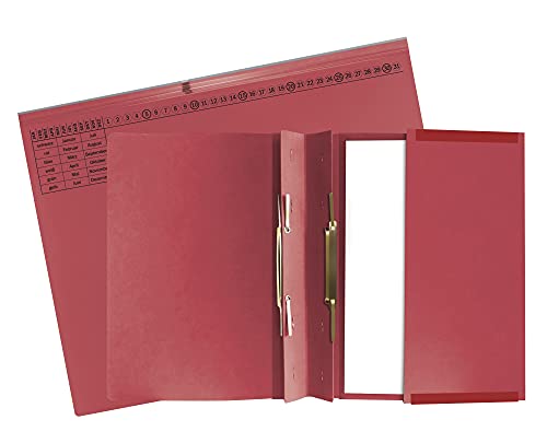 Exacompta 370403B 25er Pack Premium Kanzlei Hängehefter Exaflex Rechtsheftung, zwei Abheft-Vorrichtungen, extra starker Recycling Karton Dehntasche für Büro Kanzlei und Anwälte Blauer Engel Rot von Exacompta