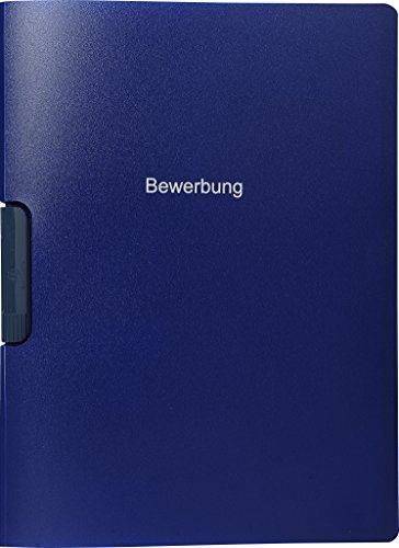 Exacompta 445407KHSB Premium Bewerbungsmappe aus weichem PP mit vertikale Prägung 2-teilig mit Clip für DIN A4 1 Stück blau von Exacompta