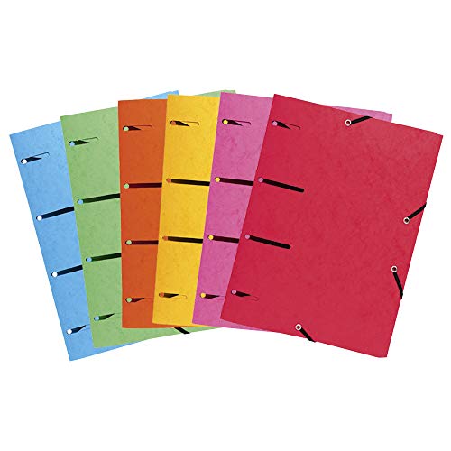 Exacompta 447100E Packung (mit 25 Aktenmappen Punchy+, ideal für Dokumente in Format DIN A4, 375 gm², Gummizug, 3 Klappen) 25 Stück farbig sortiert von Exacompta