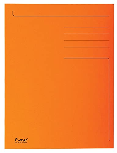 Exacompta 449009E Packung mit 50 Aktenmappen Forever, 3 Klappen, edler und ökologischer Karton 280g/qm, für DIN A4 Folio, praktisch und robust, 50er Pack, Orange von Exacompta