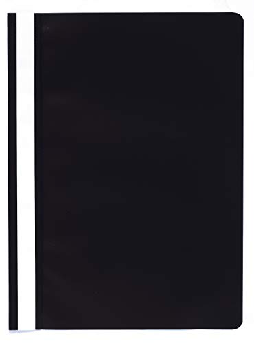 Exacompta 449201B Plastik-Schnellhefter. Aus PP-Folie für DIN A4 kaufmännische Heftung schwarz mit Beschriftungsstreifen Hefter Ideal für Büro und Schule von Exacompta