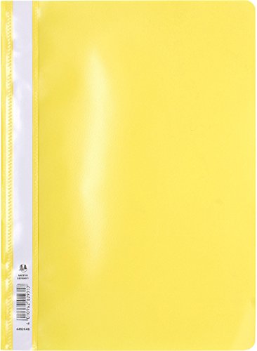 Exacompta 449204B 25er Pack Plastik-Schnellhefter. Aus PP-Folie für DIN A4 kaufmännische Heftung gelb mit Beschriftungsstreifen Hefter Ideal für Büro und Schule von Exacompta