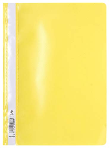 Exacompta 449204B Plastik-Schnellhefter. Aus PP-Folie für DIN A4 kaufmännische Heftung gelb mit Beschriftungsstreifen Hefter Ideal für Büro und Schule von Exacompta