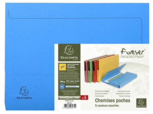 Exacompta 46971E 5er Pack Pack Recycling-Aktenmappen Forever mit Verschlußklappe für DIN A4 Blauer Engel Sammelmappe Einschlagmappe farbig sortiert Exacompta 46971E 5er Pack Pack Recycling-Aktenmappen Forever mit Verschlußklappe für DIN A4 Blauer Engel Sammelmappe Einschlagmappe farbig sortiert von Exacompta